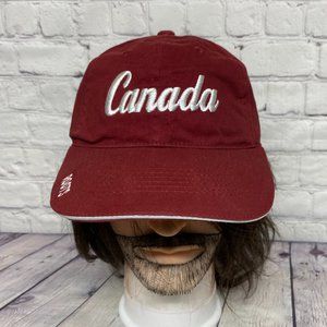 Vintage Roots Canada Dad Hat Cap Strap Back Red Petro Canada Sports Olympics